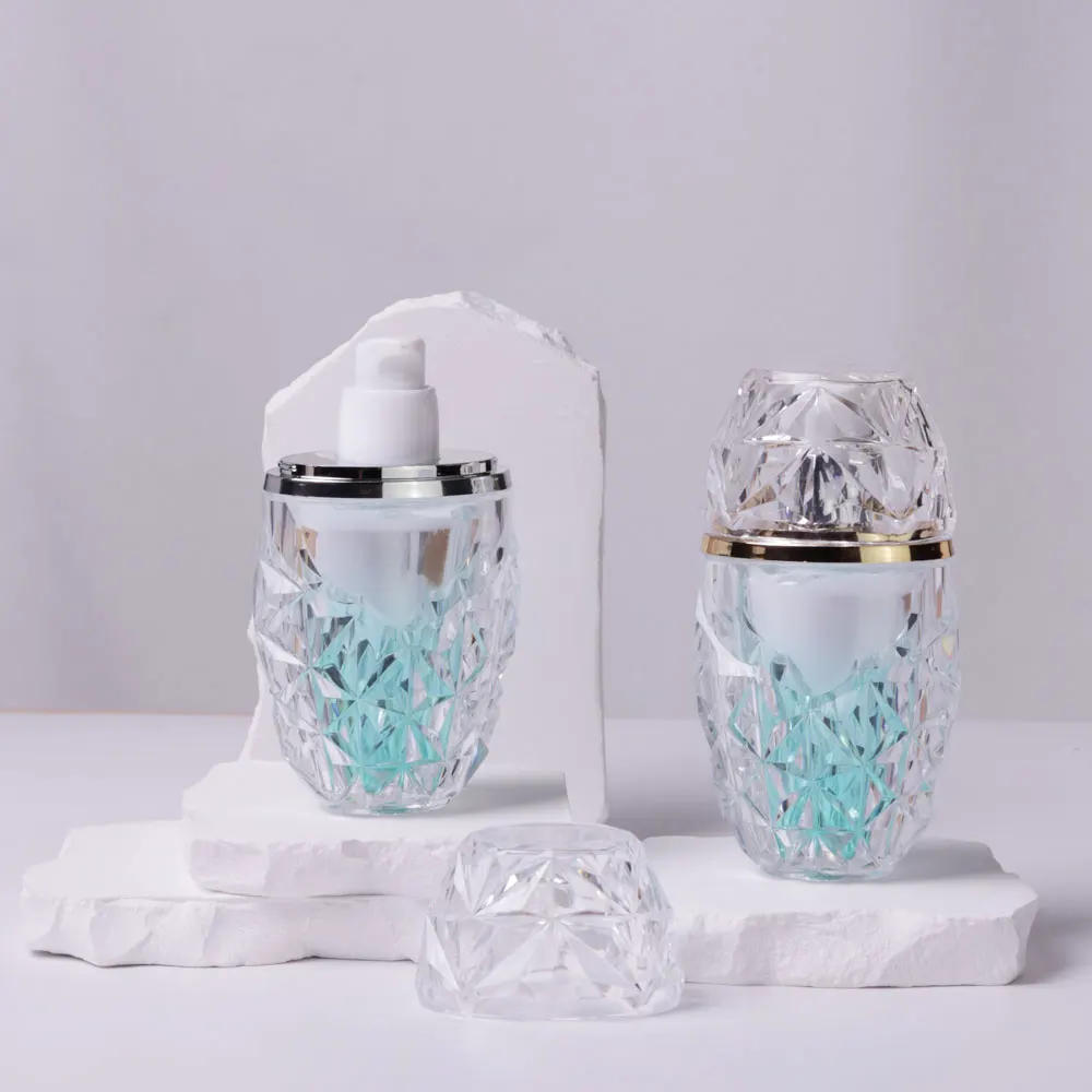 Light Luxury Blue 60ml Pump Head Lotion Bottle Empty Plastic Packaging Clear Body Lotion Skincare Bottle Cosmetics Packaging
