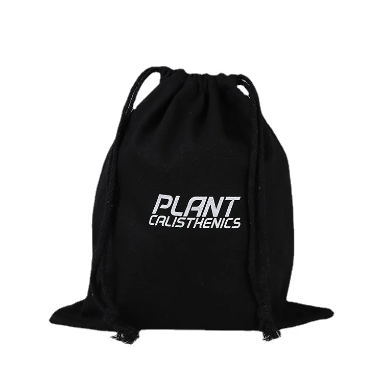 Custom Logo Printed Gift Canvas Cotton Double String Handbag Shoe Dust Drawstring Bag