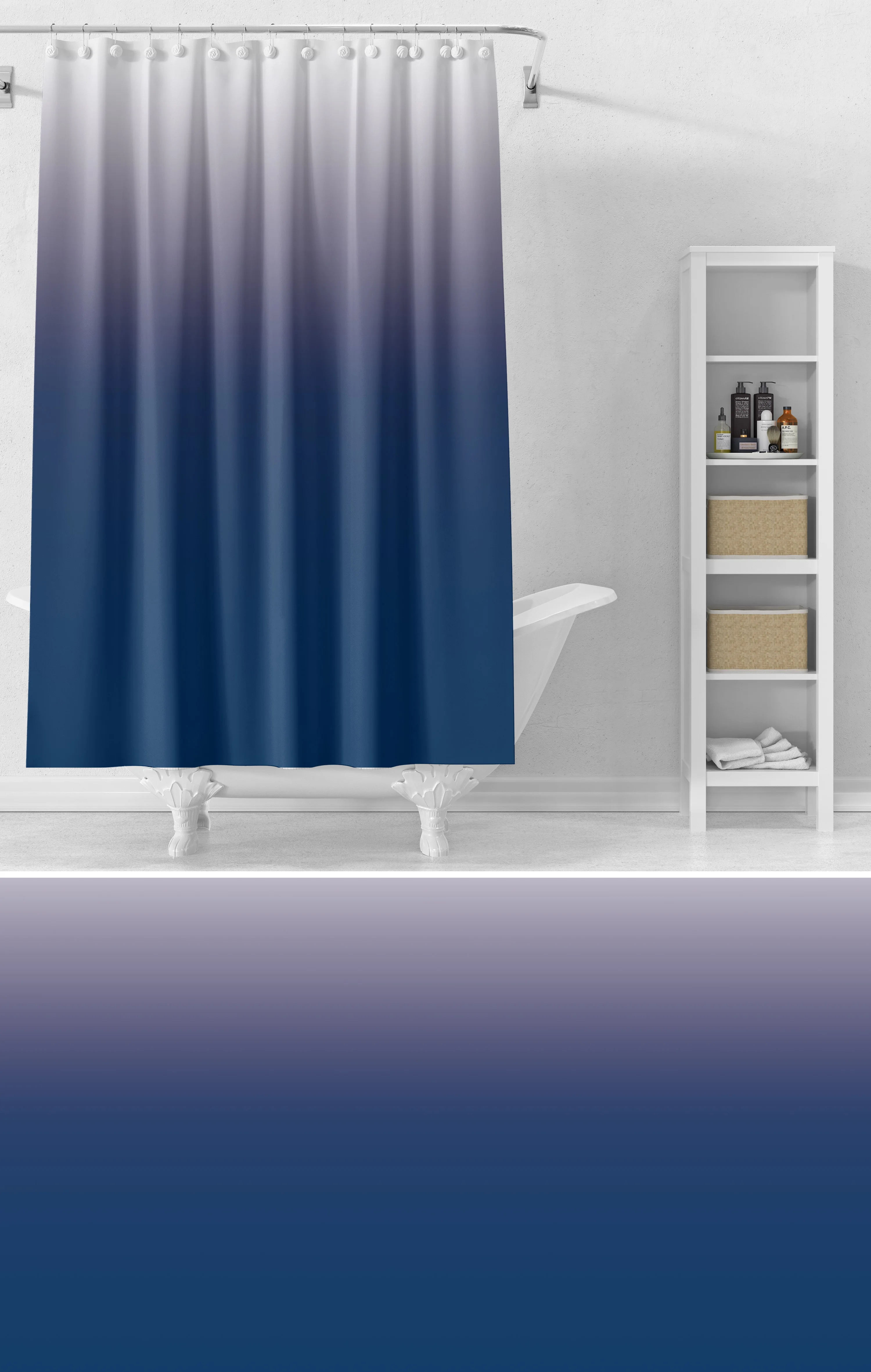 Customized Size Polyester solid Gradient shower curtain Waterproof fabric Shower Curtain Mixed color shower curtain