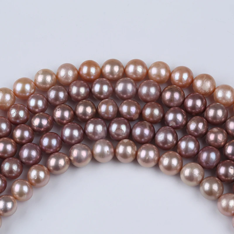 cheap price 11-14mm AAA natural pink purple loose real freshwater edison pearls beads strand