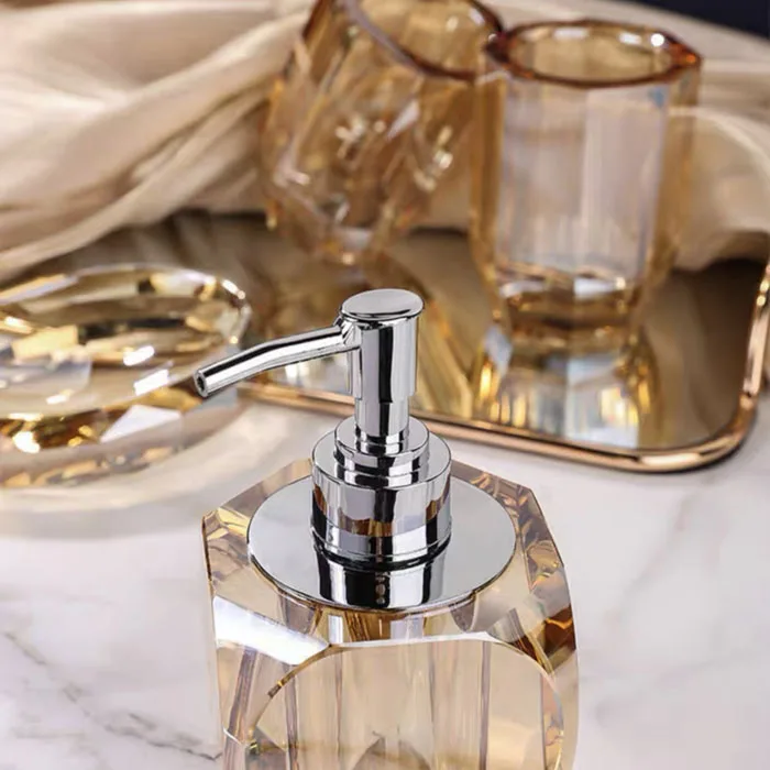 Light Luxury Soap Dispenser High-end Crystal Glass Shampoo Bottle Shower Soap Dispenser Bathroom Washing Set