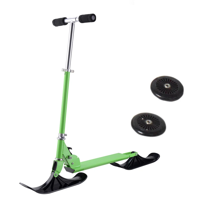 2021 Whosale Aluminum cheap Foldable 2 in 1 Function winter  Snow Ski Sledge scooter  For  Kids