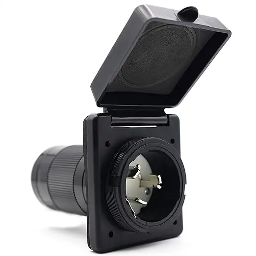 50A RV Inlet Shore Power Receptacle Plug for Camper Marine NEMA SS2-50P Male 125/250V  Twist-Lock LED Light Indicator