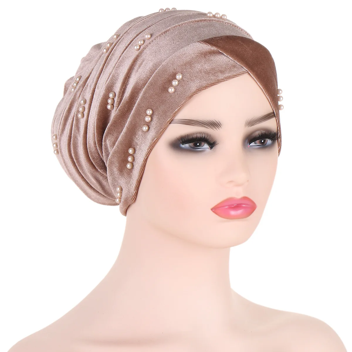 Unisex Custom Velvet Beaded Stretchy Beauty Dreadlock Caps  Muslim Women Turban Long Tail Hat