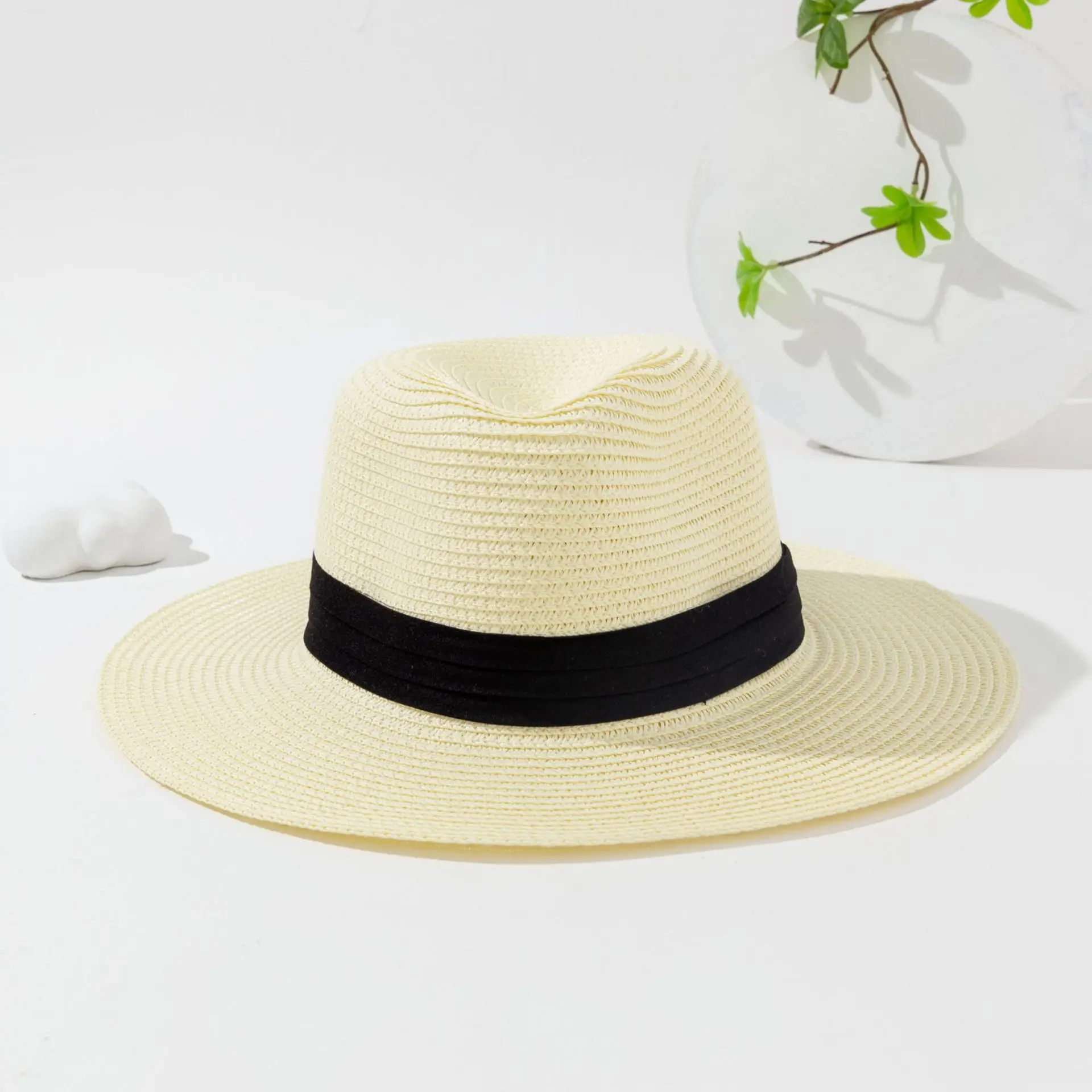 Hot sale summer beach hats wholesale custom women men paper panama straw hat