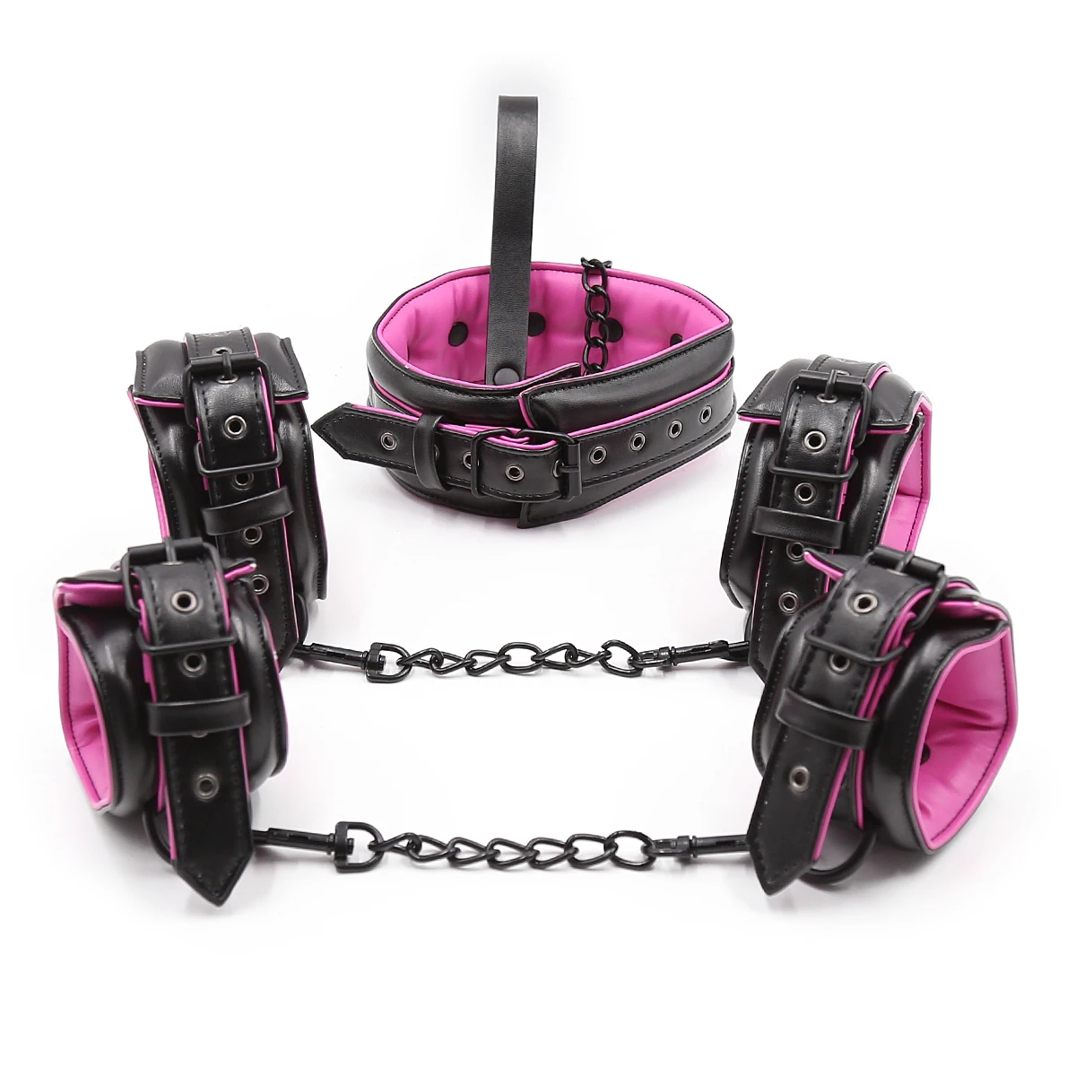 
3pcs BDSM Kit Sexy Slave Leather Bondage Handcuffs Ankel Collar Bondage Restraints for Adult Toy 