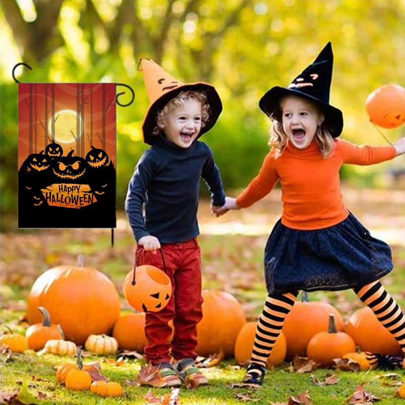 Promotional custom free design thickening flax flags double sided 12x18 Inch Halloween Christmas holiday garden flag