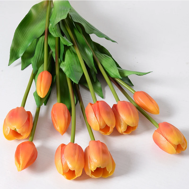 Artificial soft rubber tulip PE latex silicone tulip flower artificial flower moisturizing hand feeling 5 tulips bouquet
