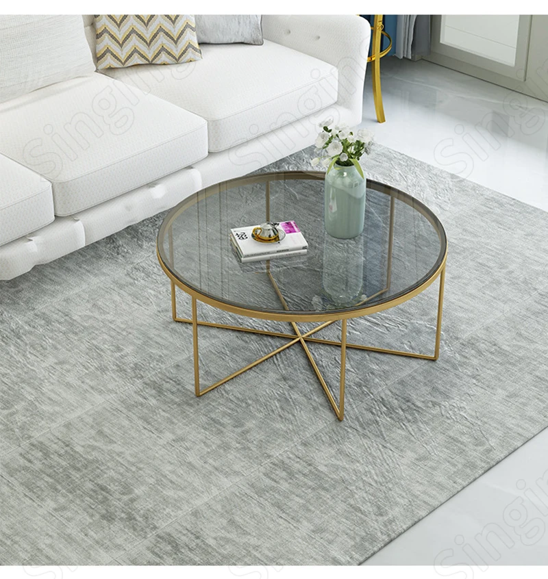 Luxury Modern Gold Coffee Table Set with 1-Year Warranty Brushed Finish for Dolomite and Natural Marble Office Table