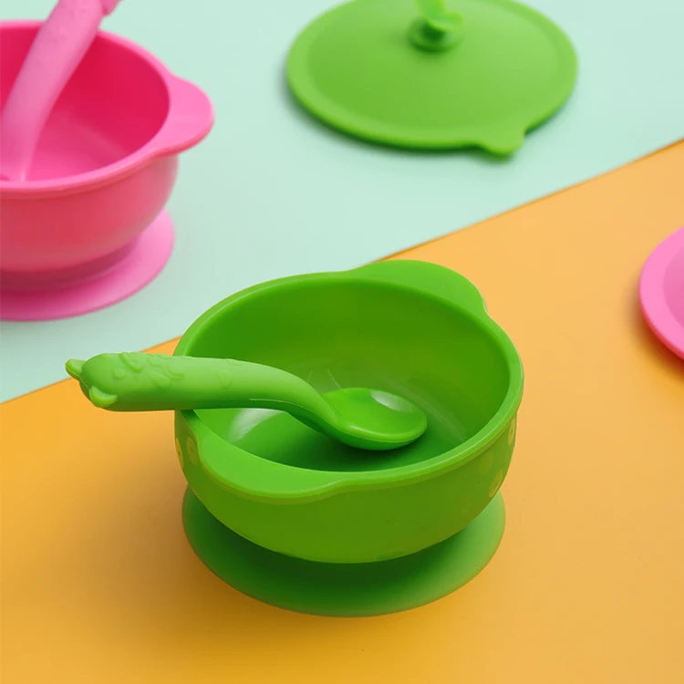Custom LOGO Silicone Baby Bowl Spill Proof eating training Bowl BPA Free Nontoxic Snack Container with Suction for Toddlers