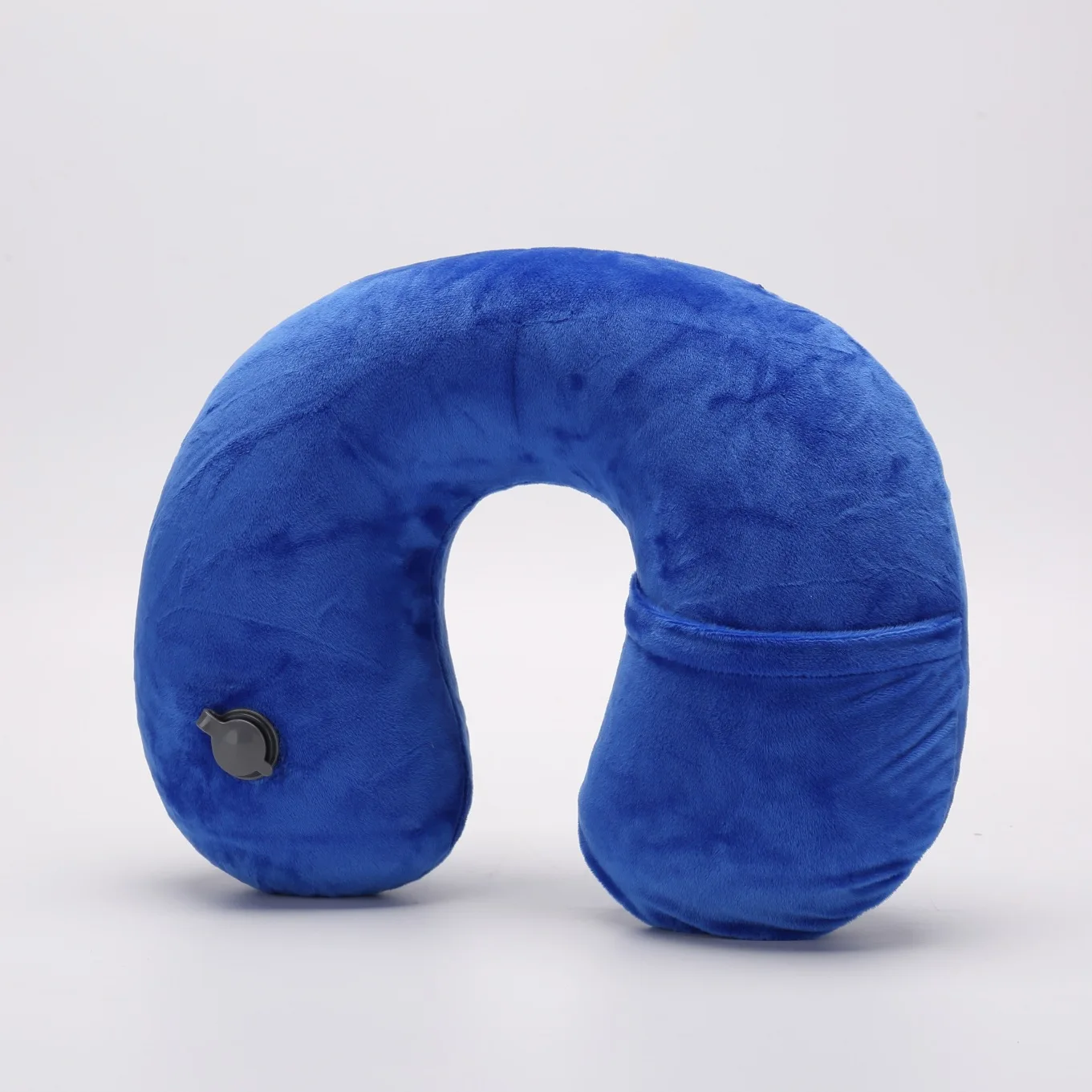 Factory Customizable Autoinflation Crystal Velvet Inflatable Neck Pillow Portable Rectangle Cushion for Camping Folded Design