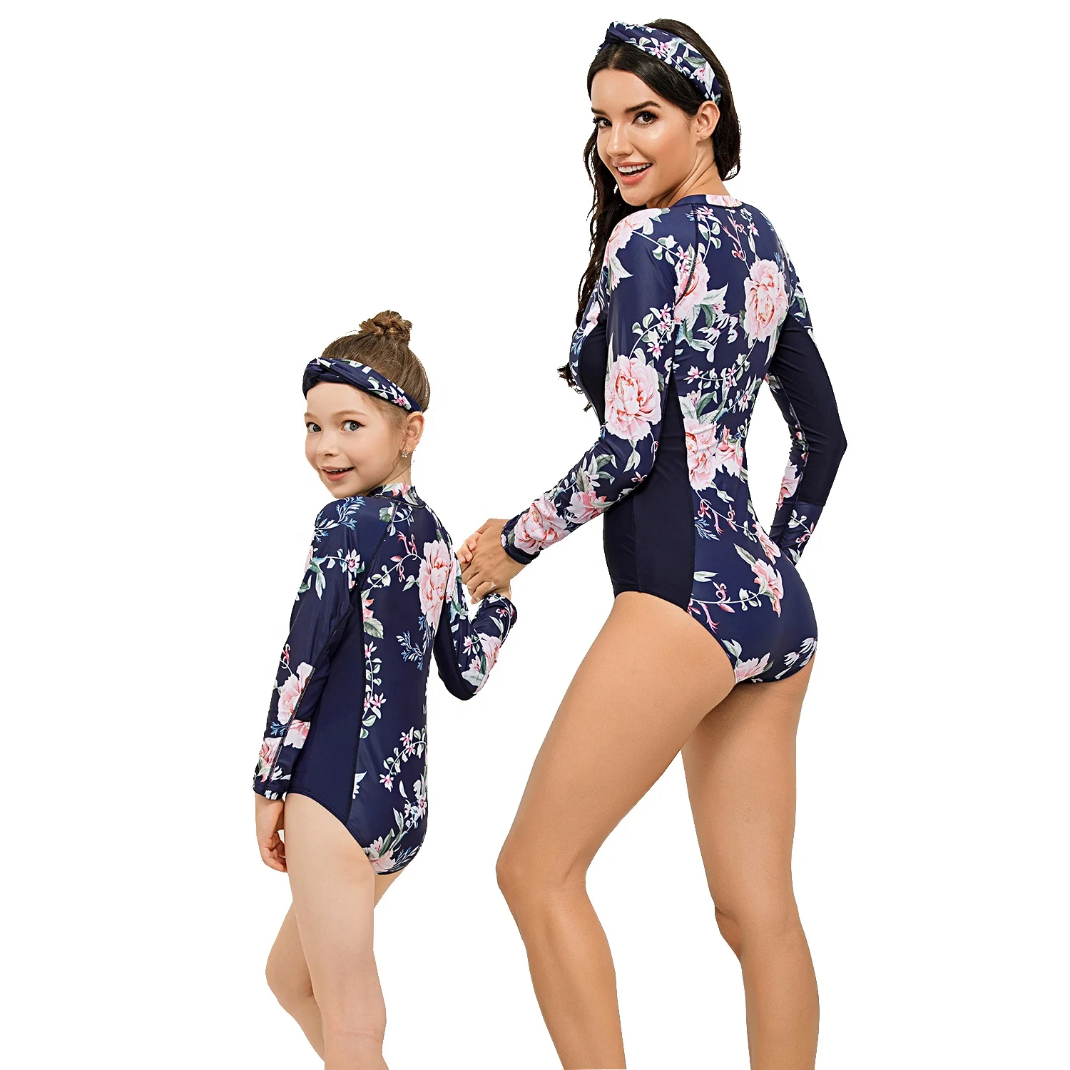 
Hot style swimsuit sexy mommy and me matching sets front zip swimwear bikini Parent-child swimming mommy and me outfit 