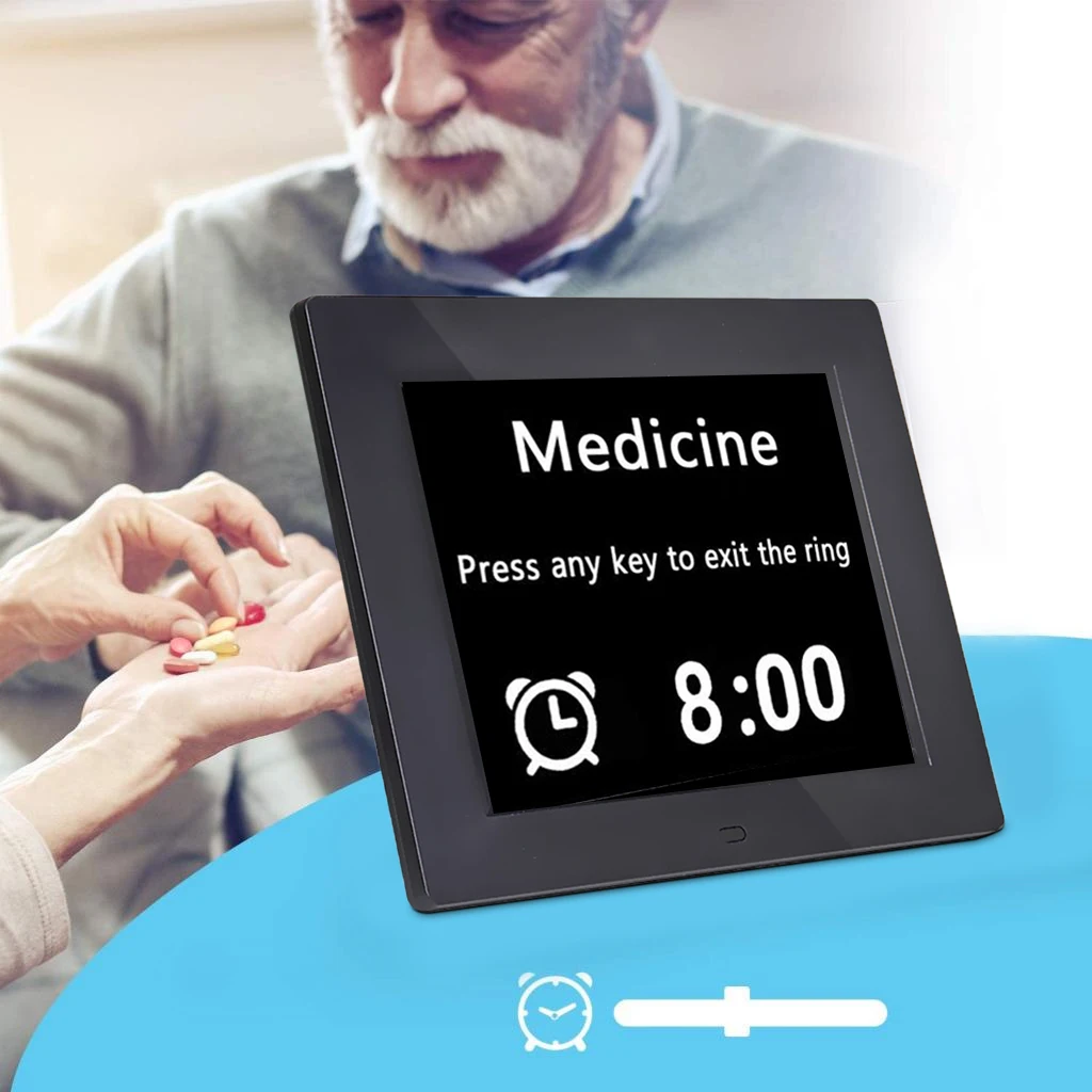 8 inch lcd screen day & month digital calendar day clock am pm dementia seniors wall / desk