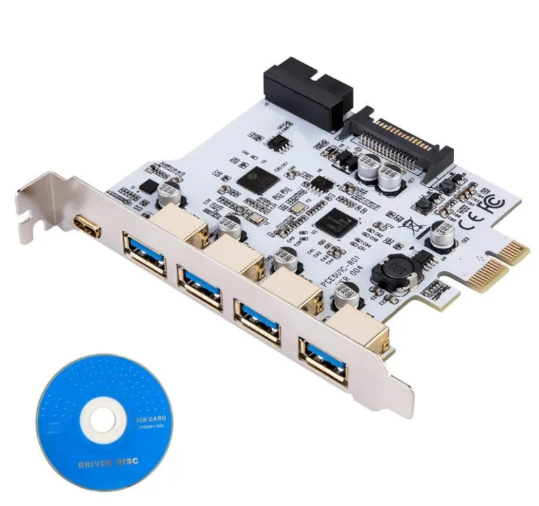 Add On Card USB 3.0 Type C PCI Express PCI-E to USB 3.0 Controller 5Port + 1Port USB 3.1 Expansion Card Adapter