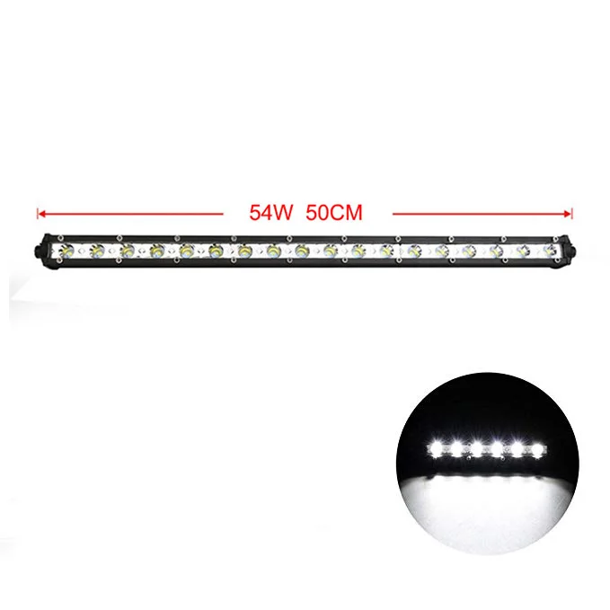 Однорядный длинный Автомобильный светодиодный светильник мощностью 54 Вт, супер яркий светодиодный светильник для внедорожника 12 В 24 В