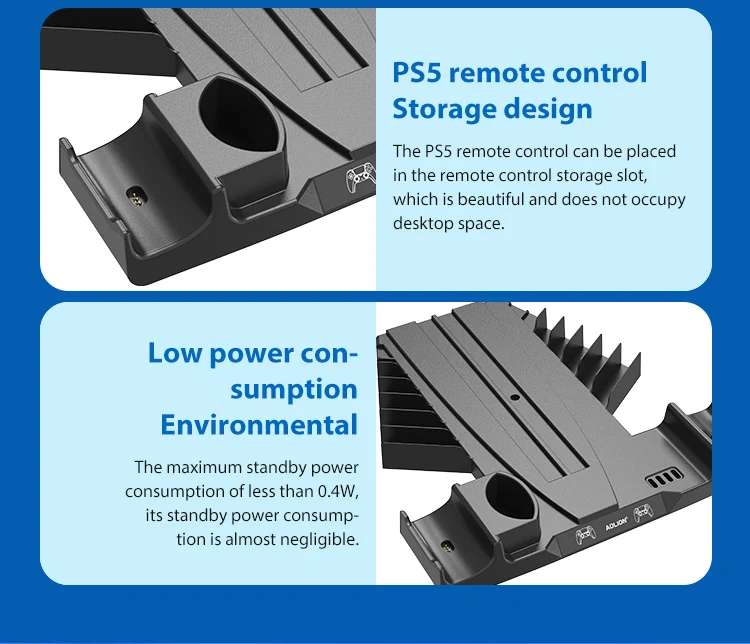 PS5 Game Console 5 Vertical Stand Base with Controller Charging Station and Game Storage Slots for PS5