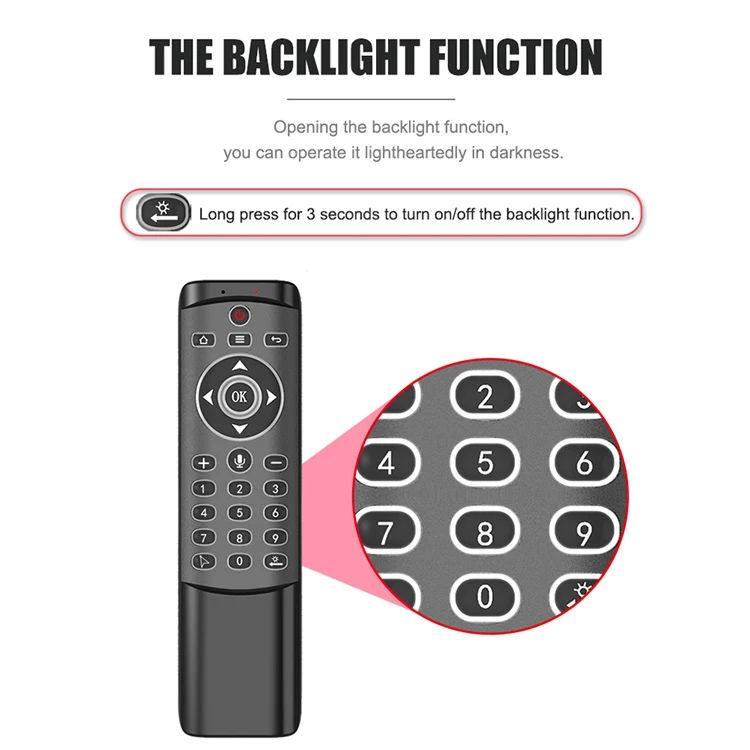 Factory Wholesale MT1 backlit 24 keys voice remote google tv box 2.4 G wireless remote control fly gyroscope air mouse