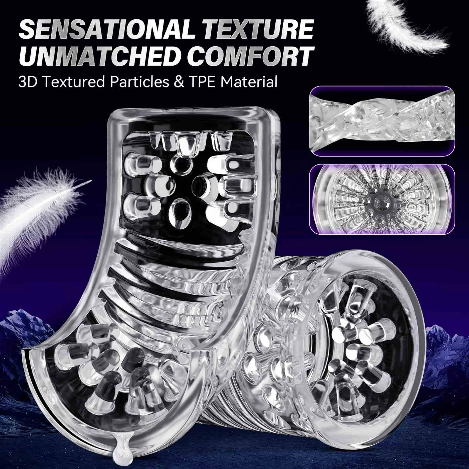 Girlspower Fleshlight Masturbator Custom Penis Stimulation 7-Frequency Black with Strong Suction Cup Base 3D Masturbator