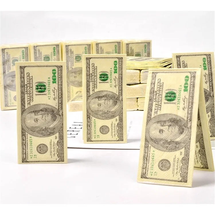 100$ Dollars Napkin US Dollar Bill Money Paper Towel Party Supply Disposable Napkins Personalised Paper Napkins Serviettes