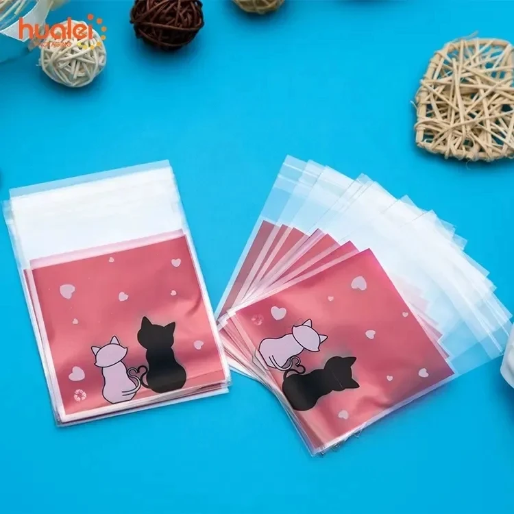 Wholesale Custom Design Printed Self Adhesive Seal BOPP Opp Christmas Plastic Gift Bags For Candies Cookies Candy