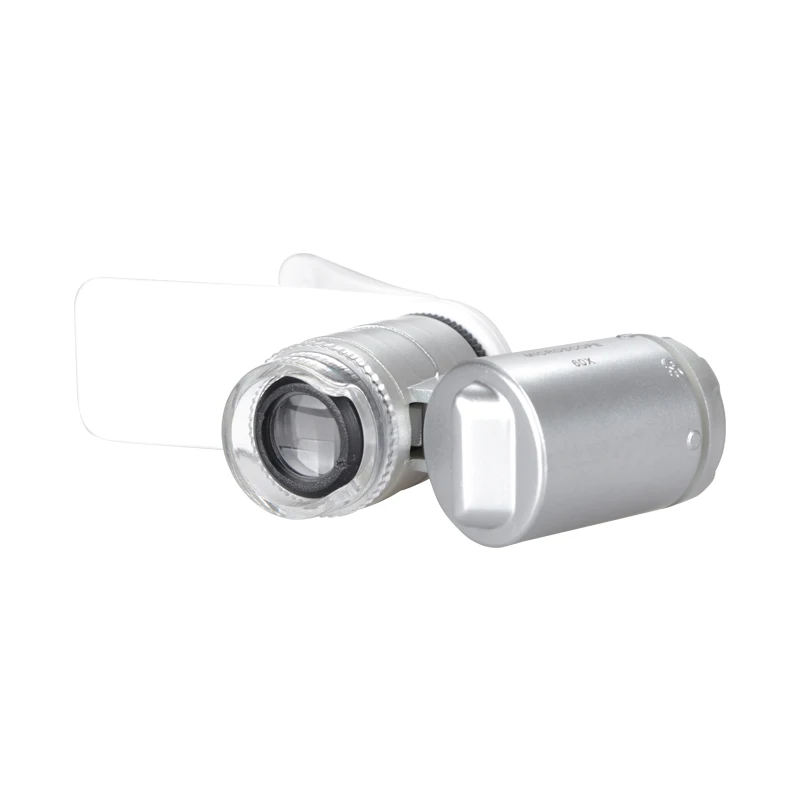 Universal clip LED mobile phone microscope, smart phone microscope