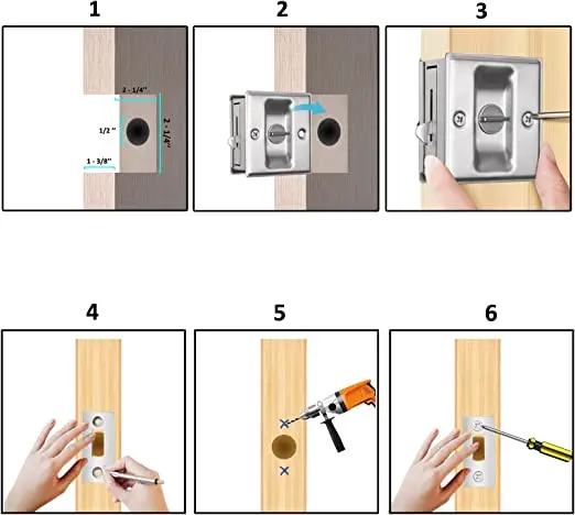 Карманный дверной замок со скрытым крюком заводской скрытый выдвижной ручкой невидимая выдвижная ручка квадратный предохранительный для раздвижной