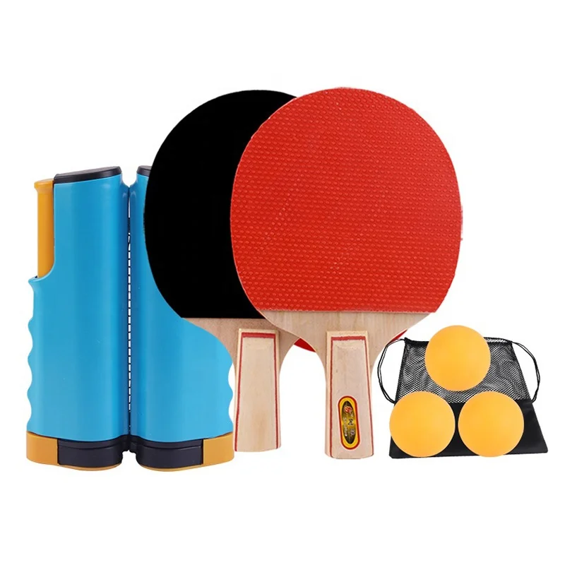 Adjustable Retractable Ping Pong Net Set with Post Professional Table Tennis Rackets and Balls Net with Posts