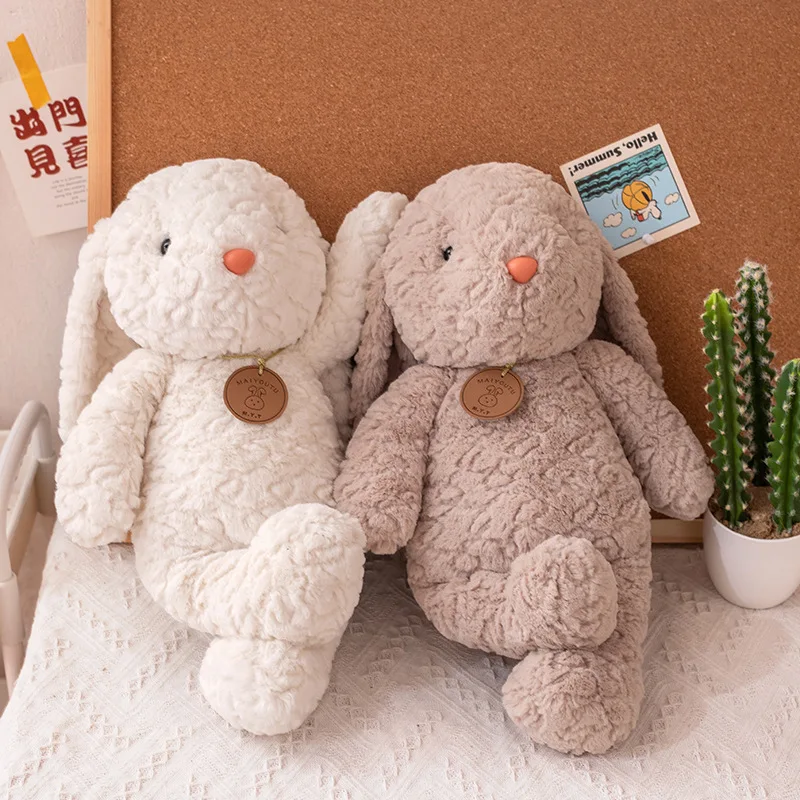 Grey White Easter Bunny Plush Toys Custom Teddy Bear Plush Doll Easter Rabbit Bunny Long Ear Color Soft Bunny Animal Plush Toys