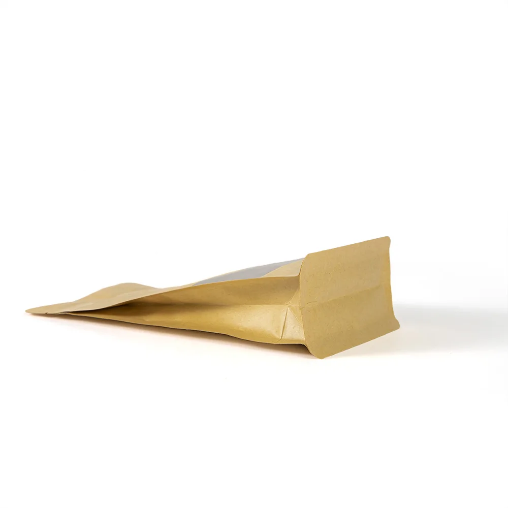 Биоразлагаемая крафт-бумага с индивидуальным принтом, экологически чистый стоячий мешочек с застежкой-молнией и прозрачным окошком, пакет для упаковки еды и риса