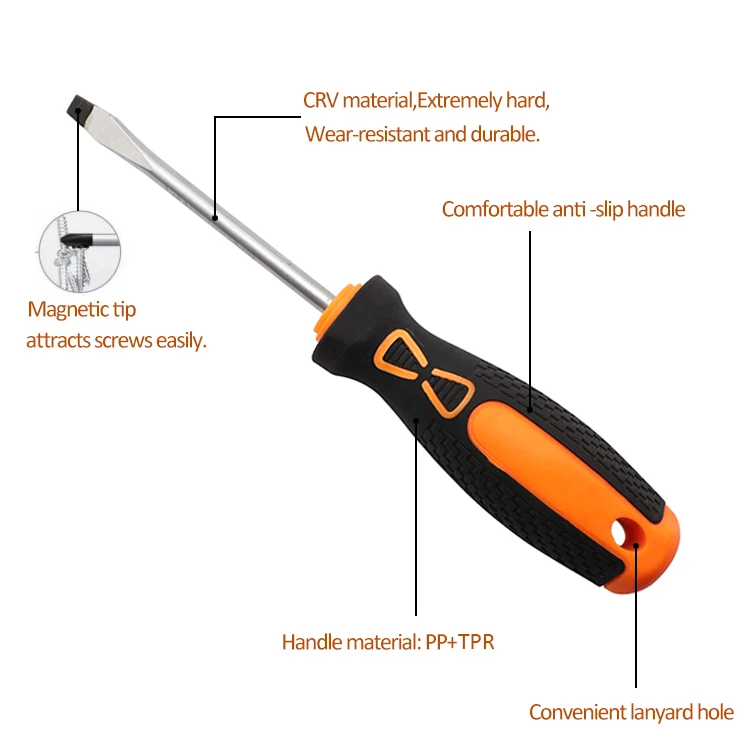 rubber case Factory customized Slotted/Phillips Head black spray-paint anti-corrosion  treatment Screwdriver