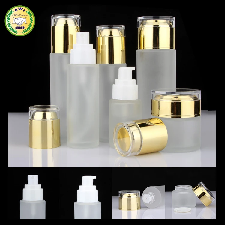 Glass Skin Care Lotion Pump Bottle  Luxury Cosmetics Glass Packaging Serum lotion Bottle
