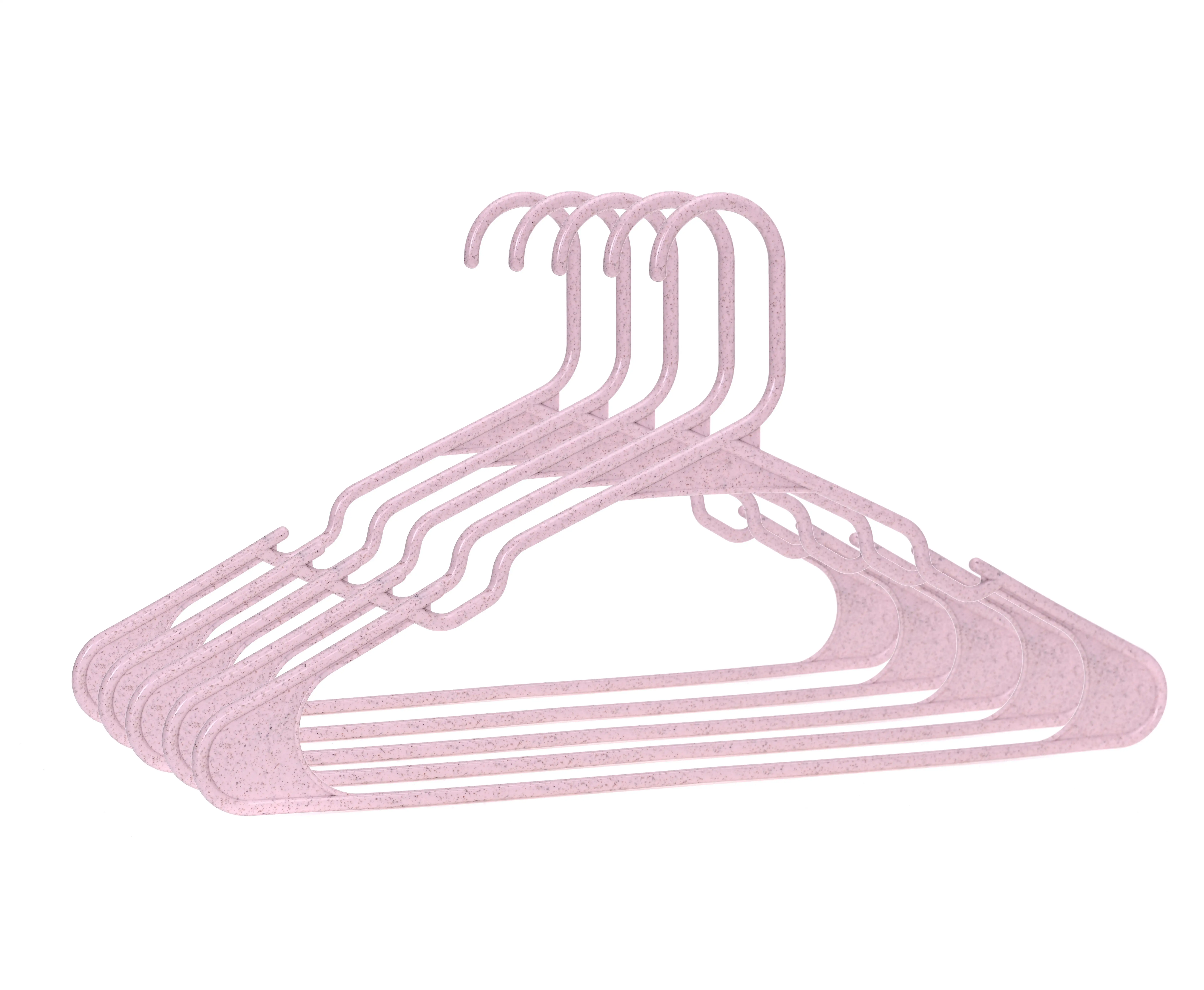 Hot sale daily use non slip pink plastic hanger wholesale durable wheat straw plastic hangers