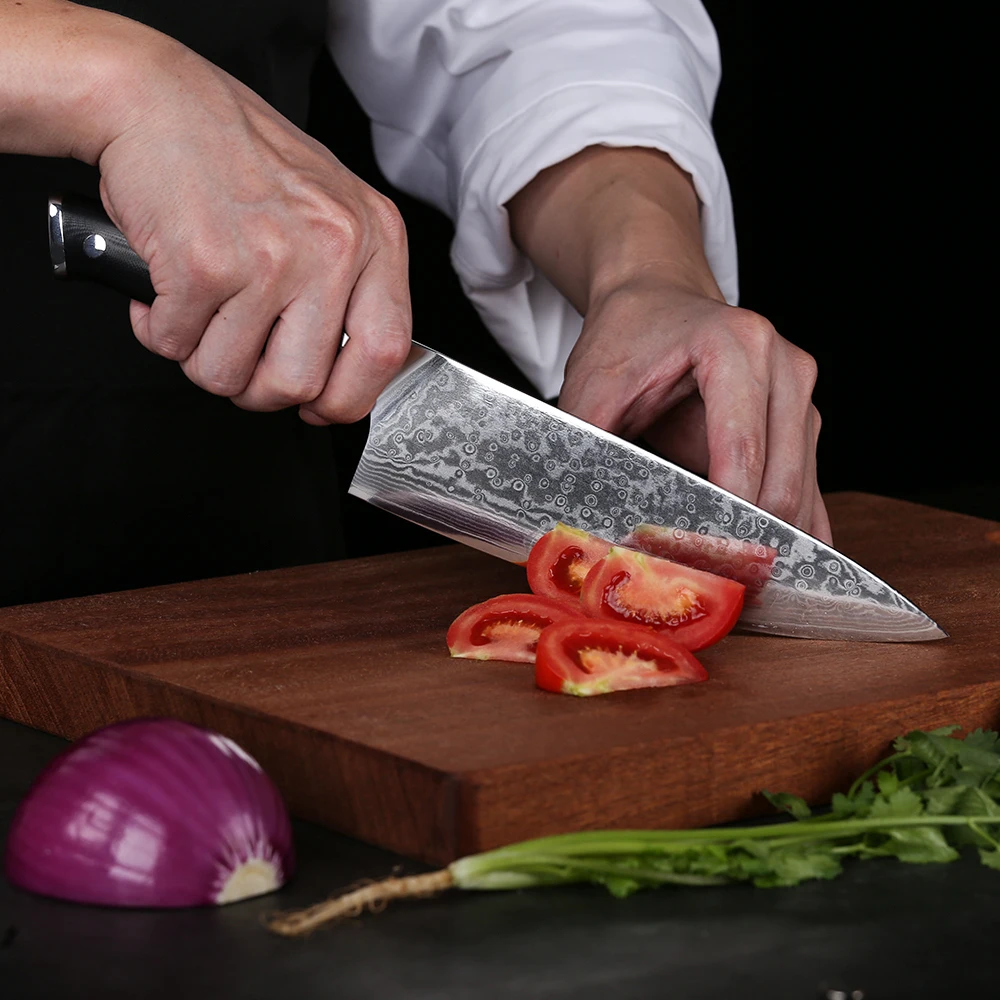 Factory Direct Sales Professional 8 Inch Damascus Chef Knife with G10 Handle