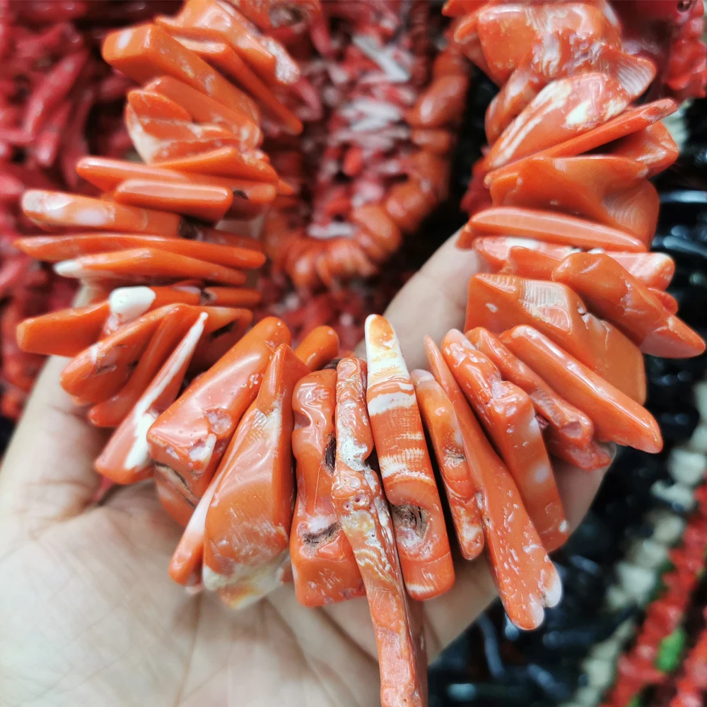 Natural Red Coral Slices Loose With Hole for Jewelry Making Crafts