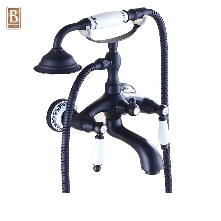 Antique phone style retro bathtub shower faucet set