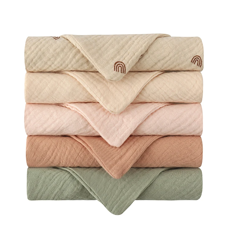 5 Pcs Baby Towel Muslin Face Cloth Handkerchief Organic Cotton Baby Hooded Towel Soft Saliva Bib Washcloth for Newborn Gift