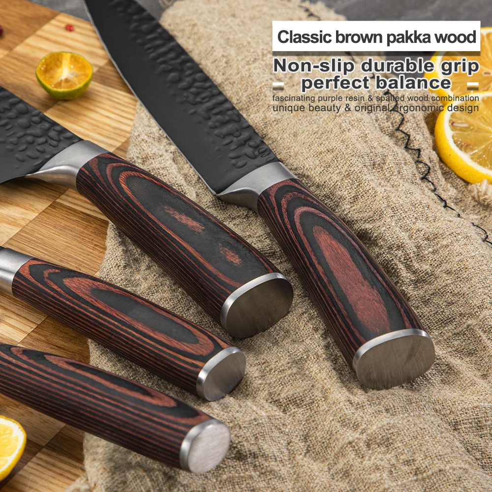 original design customized logo stainless steel santoku knife japanese chef knife with pakka wood handle