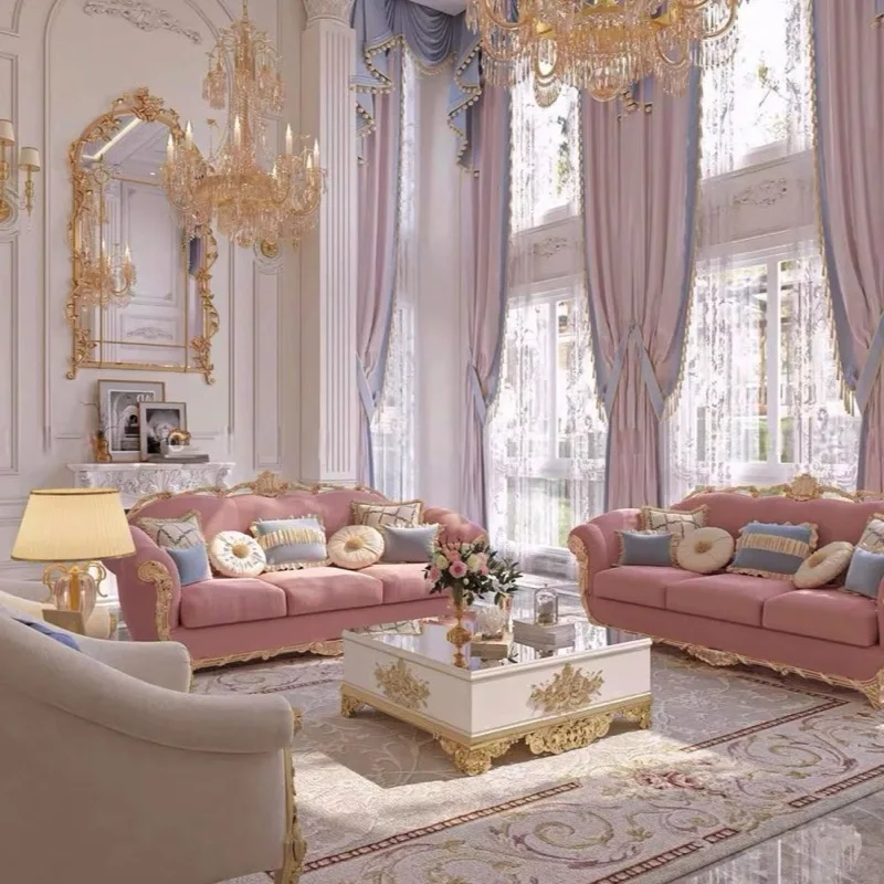 French Luxury Genuine Leather Sofa Couch Set Turkish Royal Hand Carved Wooden Sofas Modern Nordic Living Room Furniture