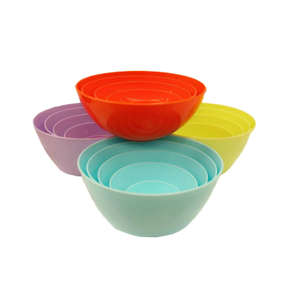  different size BPA Free plastic colorful bowl set made in Guangdong Jiangmen kitchen salad used dinner