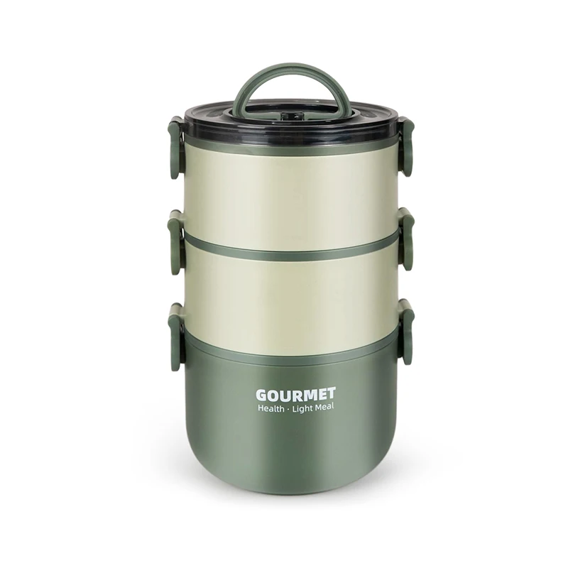 Wholesale Customized Round School Heated Stainless Steel Lunch Box Multi Layers Leakproof Bento Lunch Box