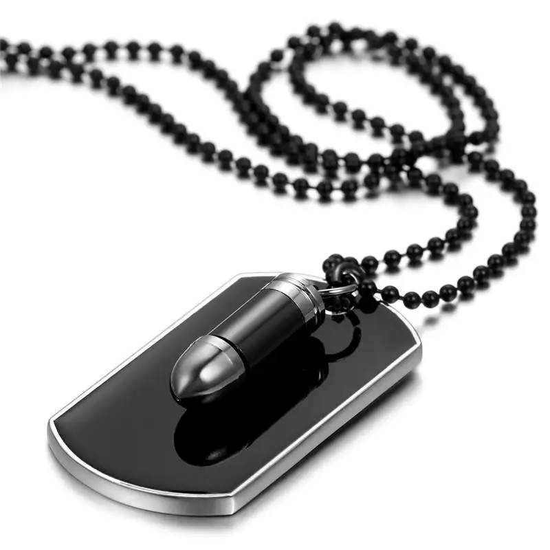 Bullet Necklace New Necklace Dog Tags Ball Chain Hip Hop Chains Cool metal Dog Tags For Men Gifts