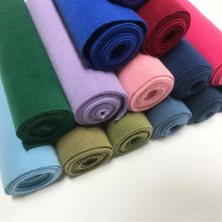 
High Stretch Multicolor Cotton Thin Plain Knitted Ribbed Cuffs And Hem For Jacket 