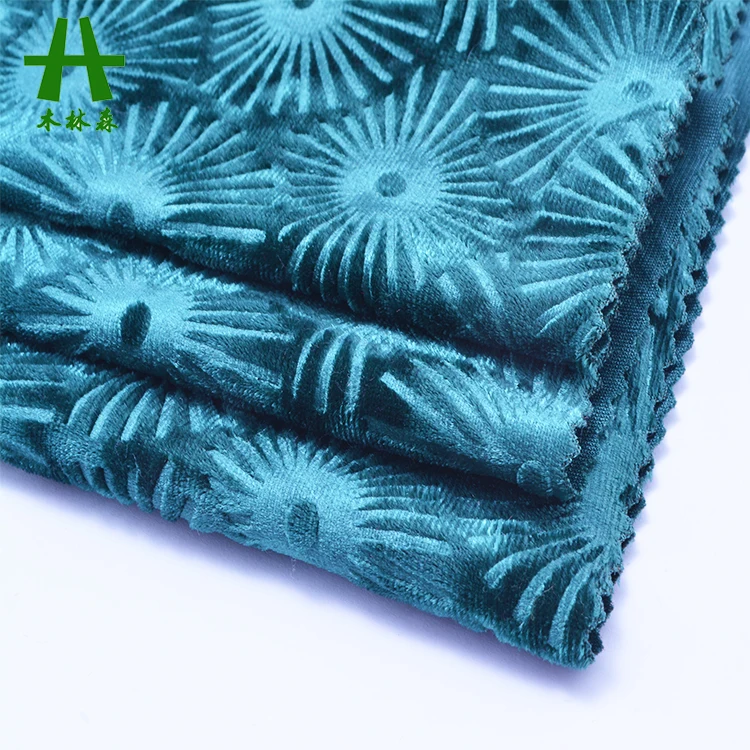 Mulinsen Textile High Quality Plain Dyed Embossed Stretch KS Velvet Fabric Online