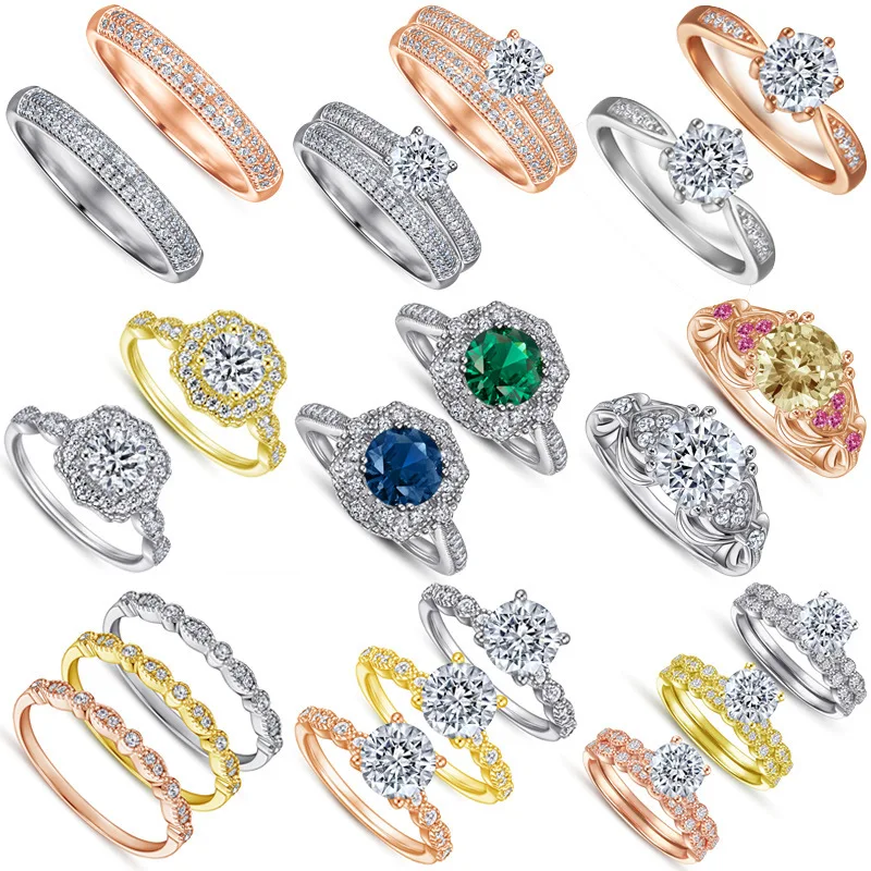 High End Design Platinum plating 925 Sterling Sliver Ring Zircon Wedding Ring