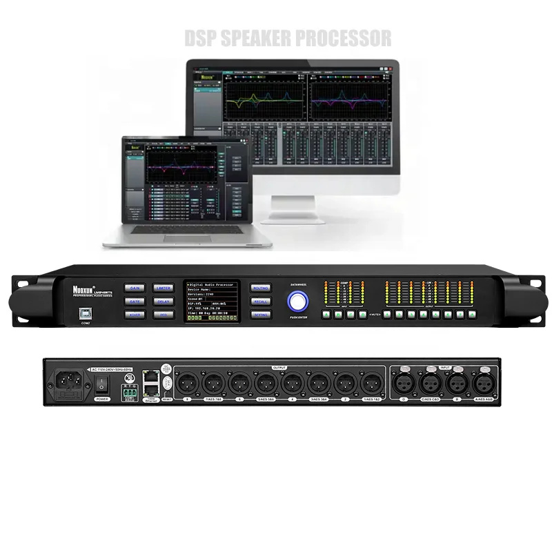 powerful subwoofer DJ bass speaker amplifier audio processor 4in 8 out speaker management system