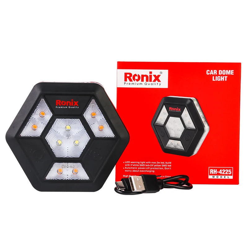 Ronix 2024 Новейший автомобильный купольный светильник RH-4225 перезаряжаемый светодиодный кемпинговый фонарь USB Беспроводной магнитный рабочий свет уличный для автомобиля