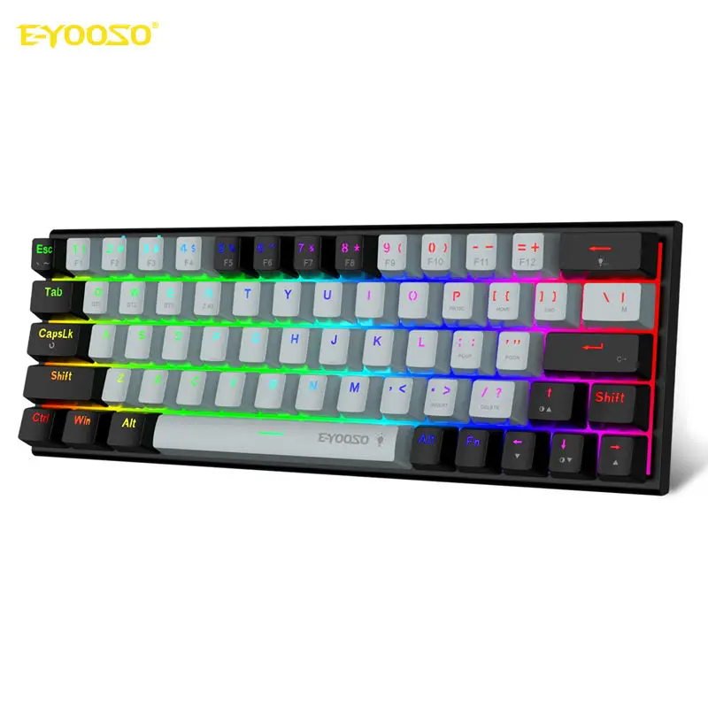 E-yooso 60% hot swap  mechanical keyboard 2.4G BT portable RGB backlight  wireless  gaming keyboards