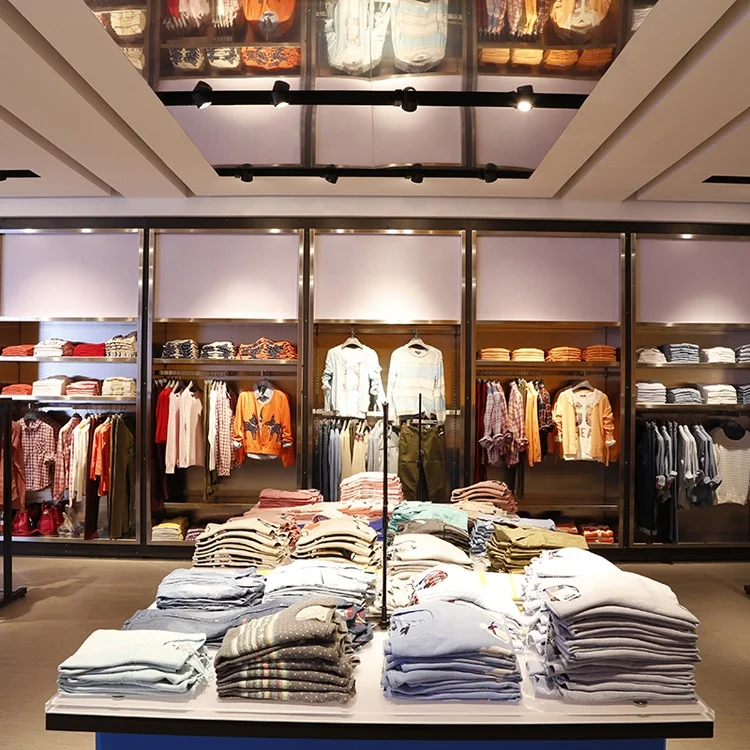 Customization multifunctional  retail wall display clothing shelves for shop Display Racks for clothing stores clothing rack