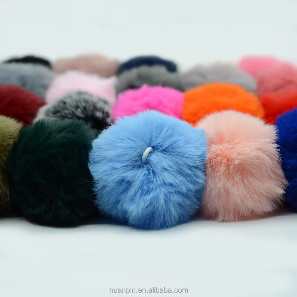 2024 New Cheap Wholesale 8cm Faux Rabbit Fur Furry Ball Pom Pom Plush pompons for DIY Hats Christmas Indoor Fighting Balls