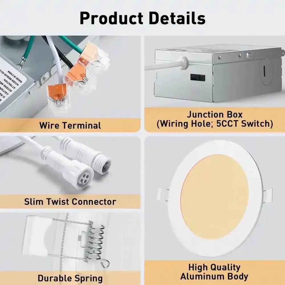 Dropshipping LED Recessed Ceiling Light Night Light Ultra Slim Junction Box Downlight Dimmable Recessed Trimless LED Downlight